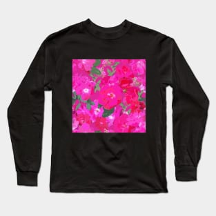 Soft Wild Roses on Magenta Long Sleeve T-Shirt